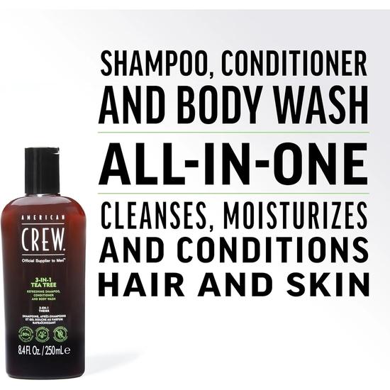 American Crew Hair & Body 3-IN-1 Tea Tree Shampoo, Conditioner & Shower Gel 1000ml