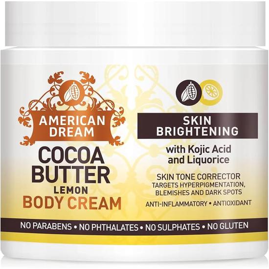American Dream Cocoa Butter Lemon Body Cream With Kojic Acid & Liquorice 453g