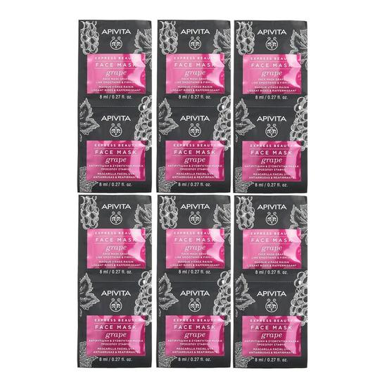APIVITA Express Beauty Face Mask With Grape Line Smoothing & Firming 6 x (2 x 8ml)