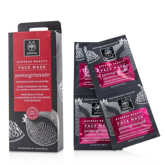 APIVITA Express Beauty Face Mask With Pomegranate Radiance & Revitalization 6 x (2 x 8ml)