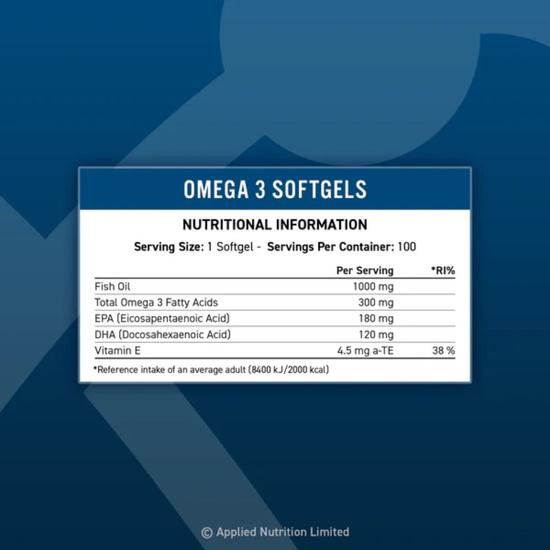 Applied Nutrition Omega 3 Softgels 100 Softgels