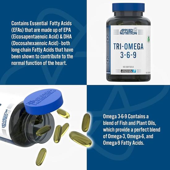 Applied Nutrition Tri-Omega 3-6-9 Softgels 100 Softgels
