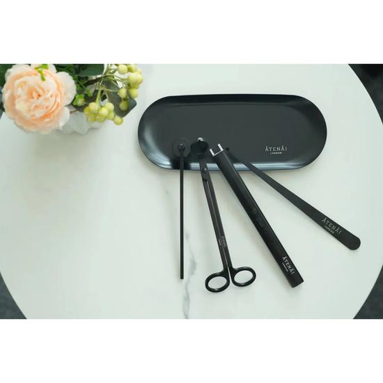 Atenai London Luxury Candle Care Kit Wick Trimmer, Snuffer, Dipper, Tray, & Electric Lighter 5 Piece