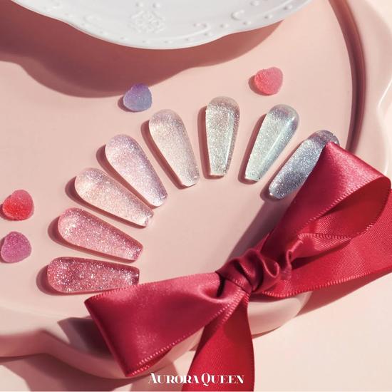 Aurora Queen Glitter Gel Polish Sugar Powder 8 Colours AQ.201 - Be Blush