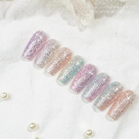 Aurora Queen Glitter Gel Polish Toe Shoes Collection 8 Colours AQ 225 - Blanc
