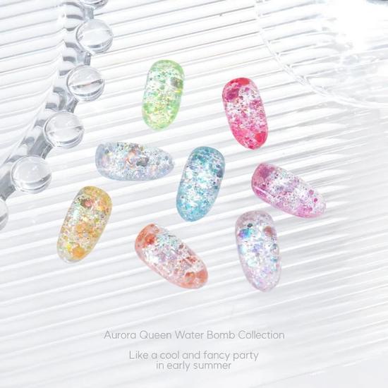 Aurora Queen Premium Glitter Gel Polish Water Bomb 8 Colours AQ.209 - Titan White