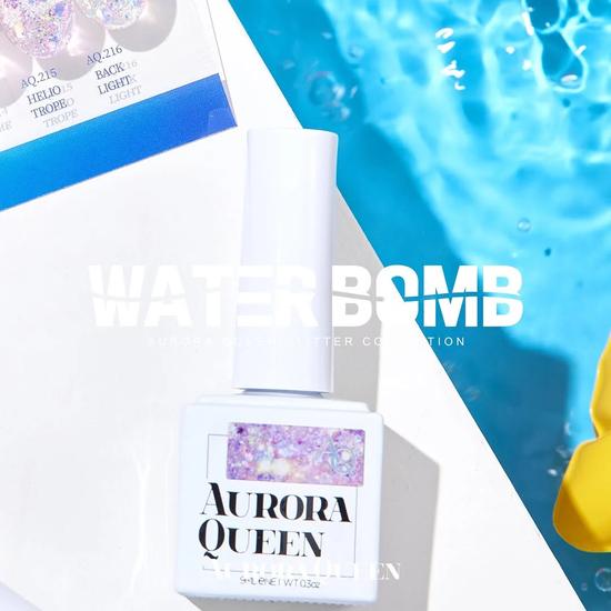 Aurora Queen Premium Glitter Gel Polish Water Bomb 8 Colours AQ.209 - Titan White