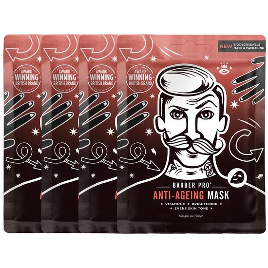 BARBER PRO ANTI-AGEING Face Sheet Mask 100% Biodegradable Pack of 4
