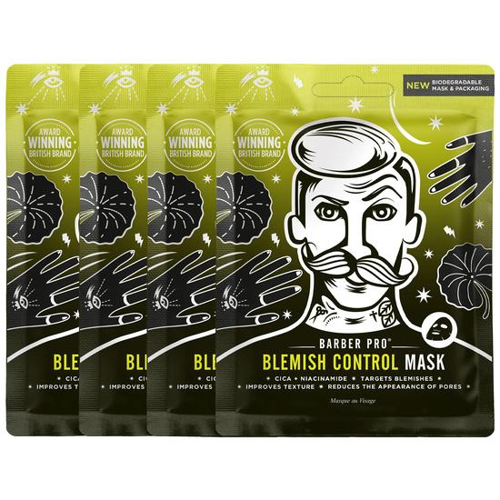 BARBER PRO BLEMISH CONTROL Face Sheet Mask 100% Biodegradable Pack of 4