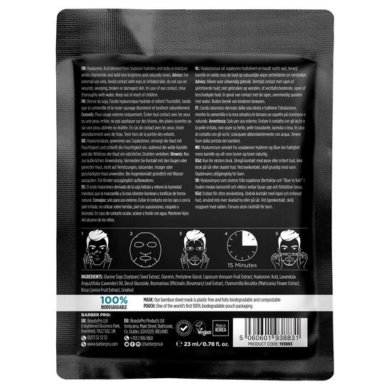 BARBER PRO HYDRATING Face Sheet Mask 100% Biodegradable Single Mask