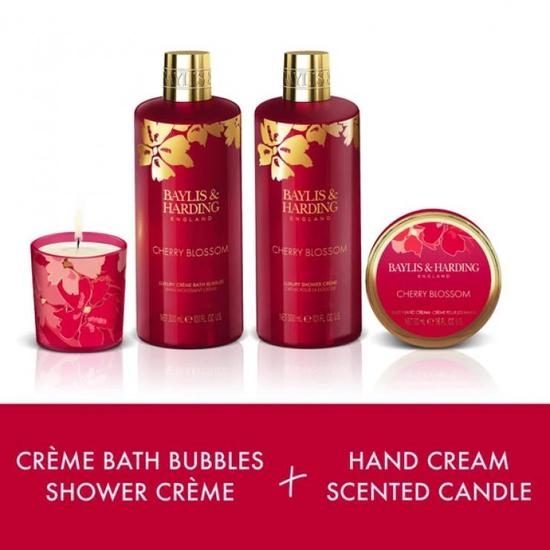 Baylis & Harding Boudoire Cherry Blossom Luxury Candlelit Bathing Gift Set