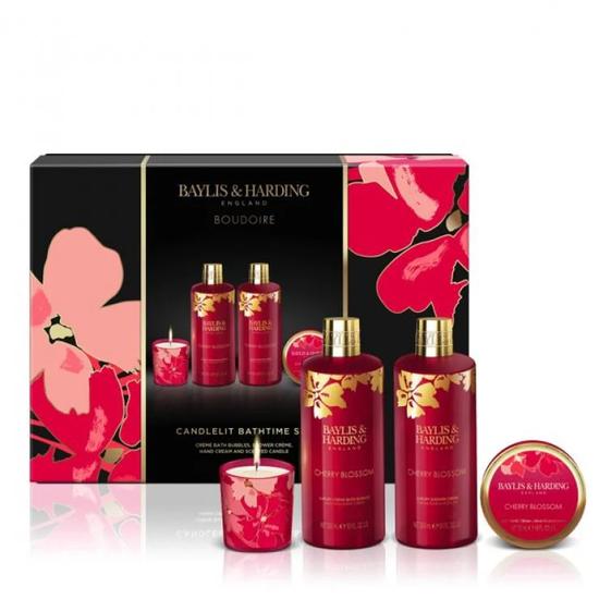 Baylis & Harding Boudoire Cherry Blossom Luxury Candlelit Bathing Gift Set