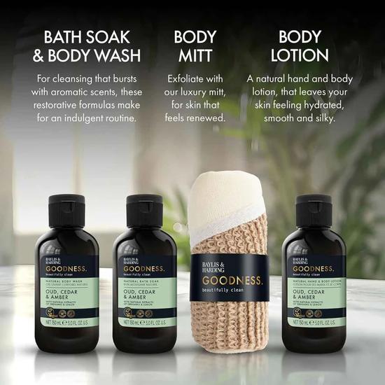 Baylis & Harding Goodness Oud, Cedar & Amber Essentials Gift Set