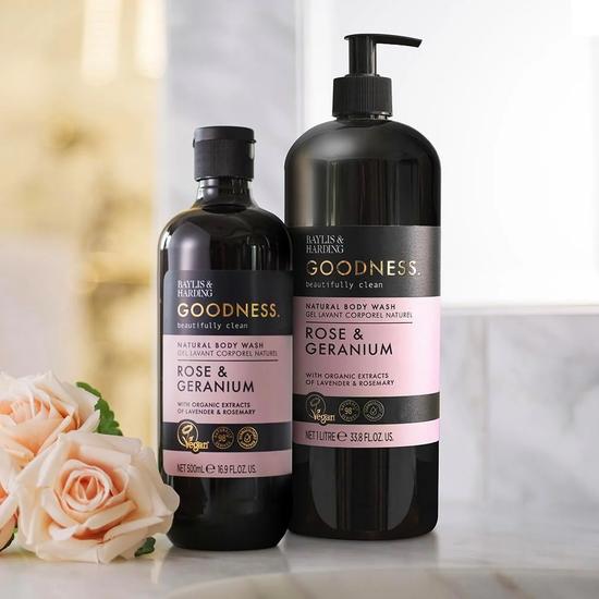 Baylis & Harding Goodness Rose & Geranium Natural Body Wash 1L