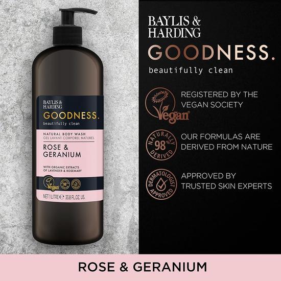 Baylis & Harding Goodness Rose & Geranium Natural Body Wash 1L