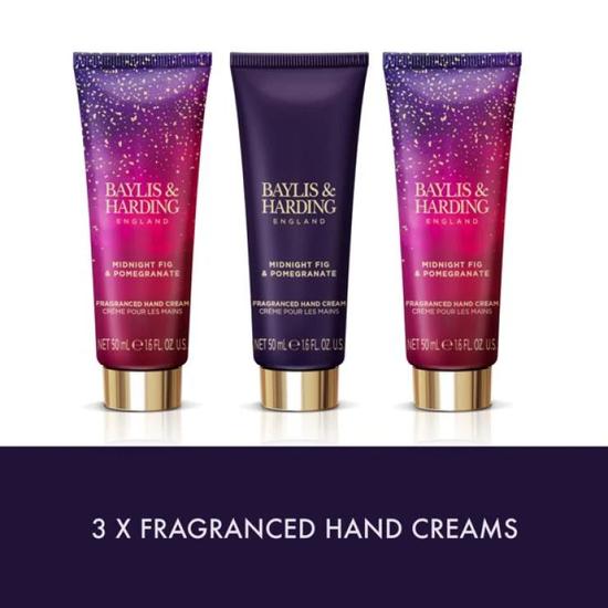 Baylis & Harding Midnight Fig & Pomegranate Luxury Hand Treats Gift Set 3 x 50ml Hand Cream