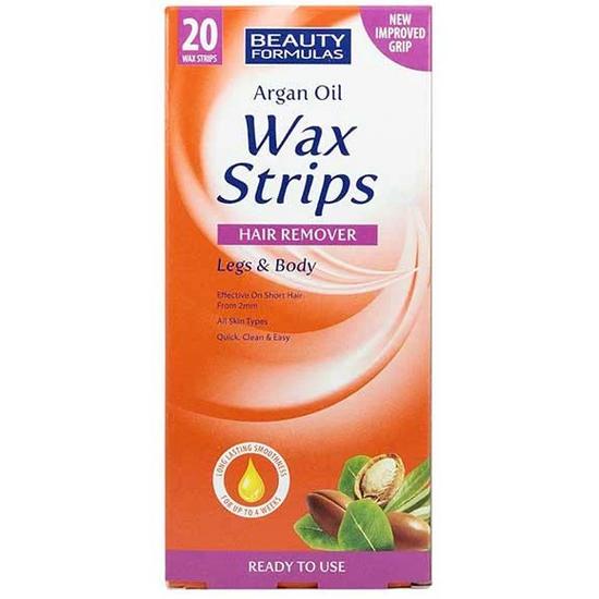 Beauty Formulas Argan Oil Wax Strips Hair Remover For Legs & Body 20 Wax Strips