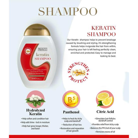 Beauty Formulas Keratin Shampoo 250ml