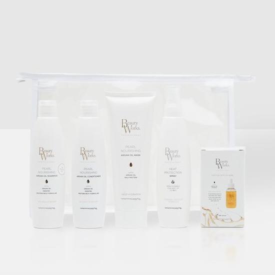 Beauty Works Argan Moisture Repair Gift Set 5-in-1 hair extension maintenance kit