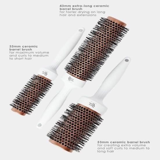Beauty Works Blowdry Brush Gift Set Vegan Nylon Bristle Ceramic Brushes - 33mm, 43mm & 53mm