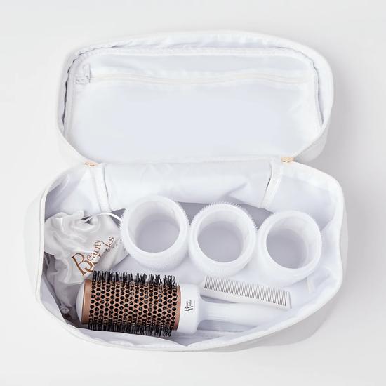 Beauty Works Bouncy Blow Out Gift Set 12 Velcro Rollers + Blow Dry Brush + Pin Tail Comb + 12 Clips + Carry Case