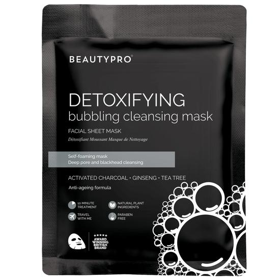 BeautyPro DETOXIFYING Bubbling Cleansing Sheet Mask With Activated Charcoal Pack of 4