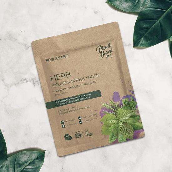 BeautyPro Plant Based Range Herb Infused Sheet Mask 22ml