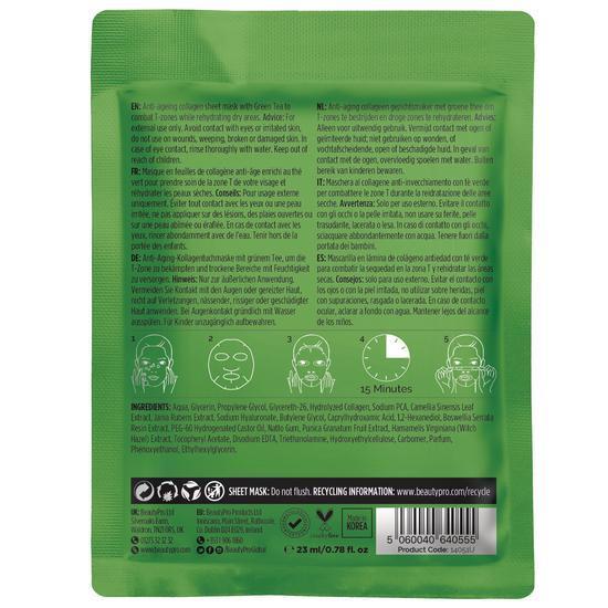BeautyPro Rejuvenating Collagen Sheet Mask With Green Tea 23ml