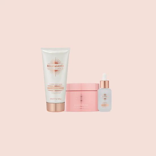 Bellamianta The Skin Suite Set Gradual Moisturiser + Gradual Glow Serum + Glycolic Glow Pads