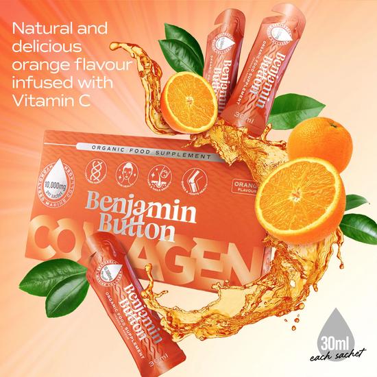 Benjamin Button Orange 10,000mg Marine Collagen Liquid Sachets x 14