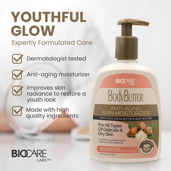 BioCare Body Butter With Cocoa & Shea Butter Anti Ageing Pump Lotion 473ml