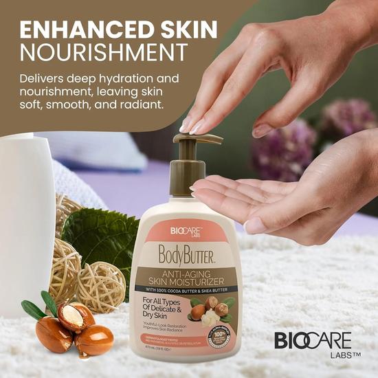 BioCare Body Butter With Cocoa & Shea Butter Anti Ageing Pump Lotion 473ml