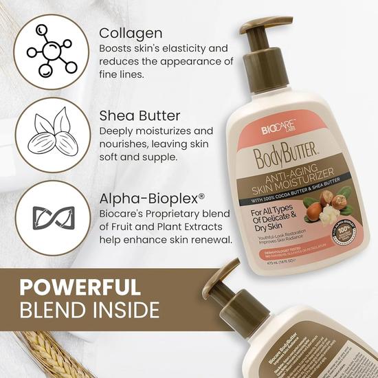 BioCare Body Butter With Cocoa & Shea Butter Anti Ageing Pump Lotion 473ml