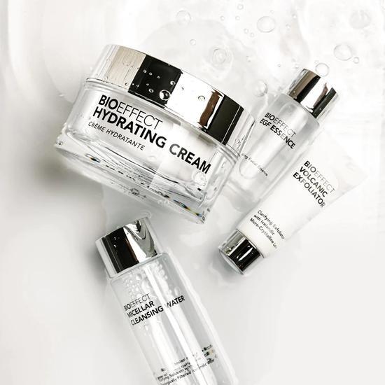 BIOEFFECT Hydrating Cream Value Set Micellar Cleansing Water 30ml, EGF Essence 15ml, Hydrating Cream 50ml + Volcanic Exfoliator 10m
