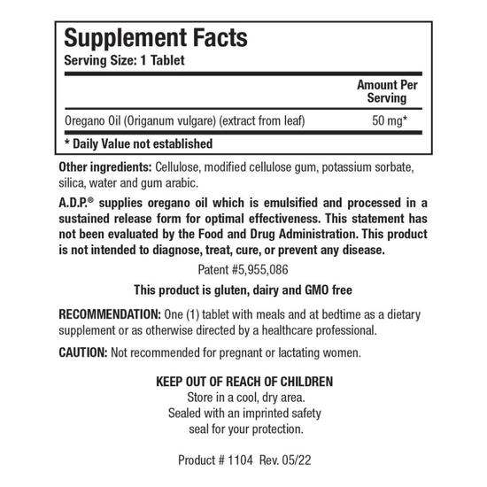Biotics Research A.D.P. Oregano Tablets 60 Tablets