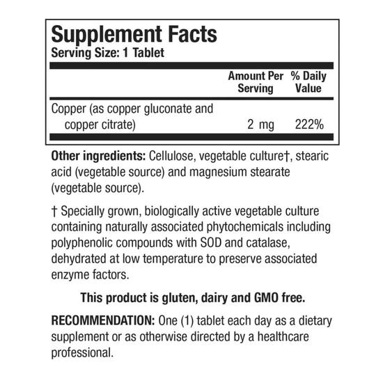 Biotics Research Cu-Zyme Tablets 100 Tablets