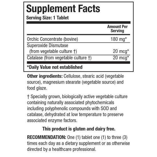 Biotics Research Cytozyme-Orchic Tablets 100 Tablets