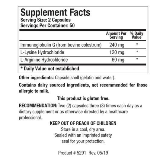 Biotics Research Immuno-gG Capsules 100 Capsules