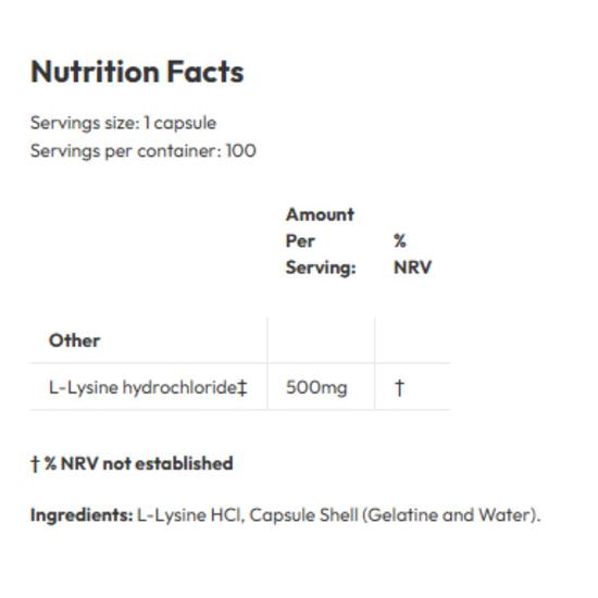 Biotics Research L-Lysine HCl Capsules 100 Capsules