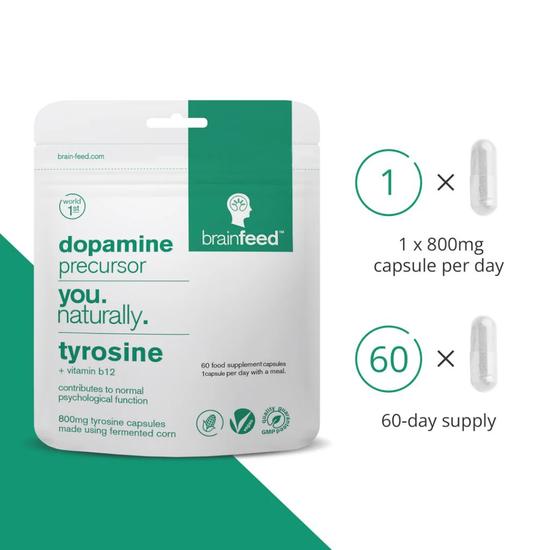 Brain Feed Dopamine Precursor Tyrosine 800mg Capsules 60 Capsules