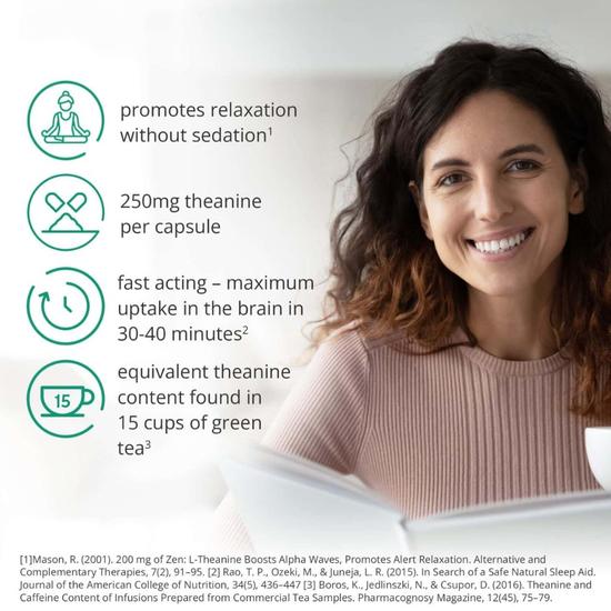 Brain Feed Relax Natural Theanine 250mg Capsules 30 Capsules