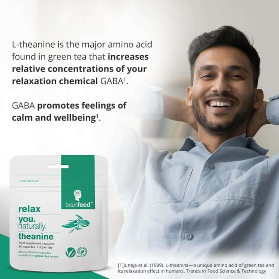 Brain Feed Relax Natural Theanine 250mg Capsules 30 Capsules