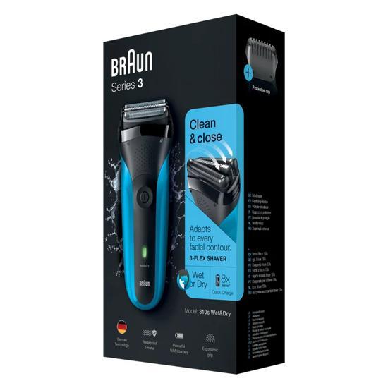 Braun Series 3 310s Wet & Dry Shaver With 3 Flexible Blades Black / Blue