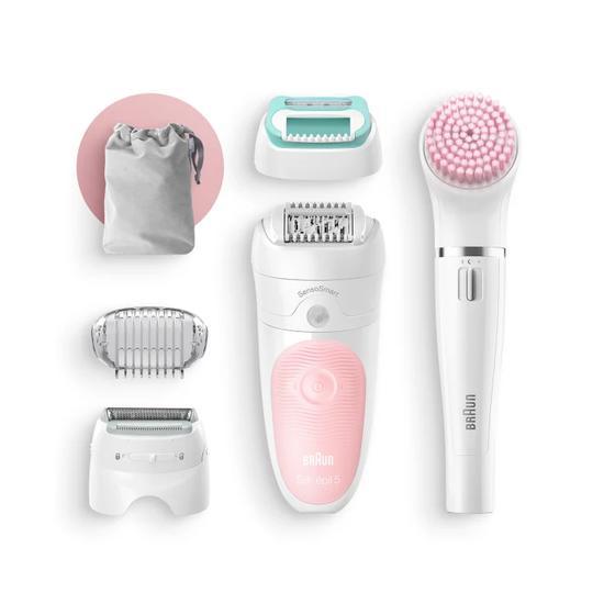 Braun Silk Epil Beauty Set 5 5/875 BS Wet & Dry Epilator With 3 extras including Braun FaceSpa