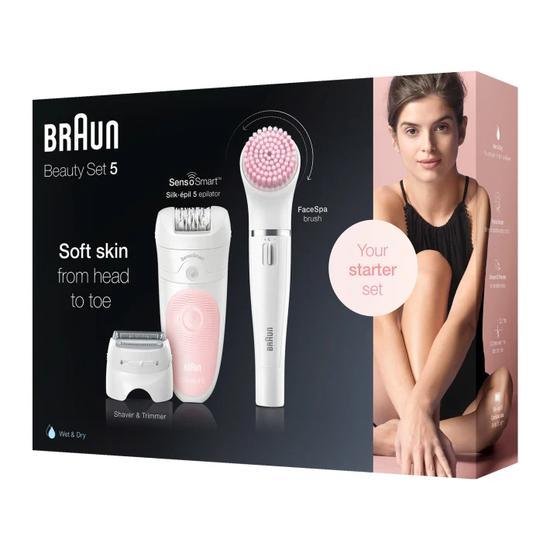 Braun Silk Epil Beauty Set 5 5/875 BS Wet & Dry Epilator With 3 extras including Braun FaceSpa