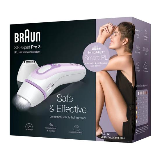 Braun Silk Expert Pro 3 PL3132 IPL Hair Removal System With precision head, Venus razor & bag
