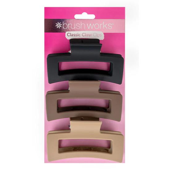 Brushworks Classic Claw Hair Clips 3 Pack