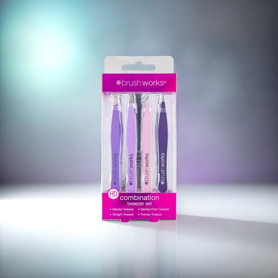 Brushworks HD Combination Tweezer Set Black