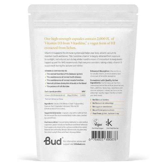 Bud Nutrition Vegan Vitamin D3 Capsules 90 Capsules