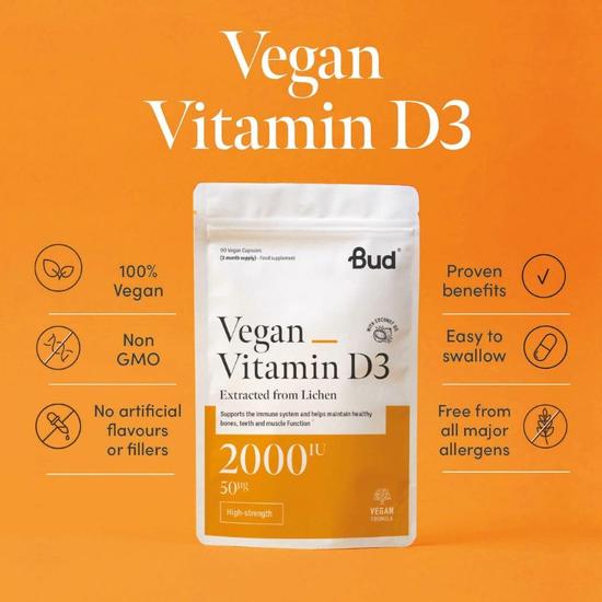 Bud Nutrition Vegan Vitamin D3 Capsules 90 Capsules